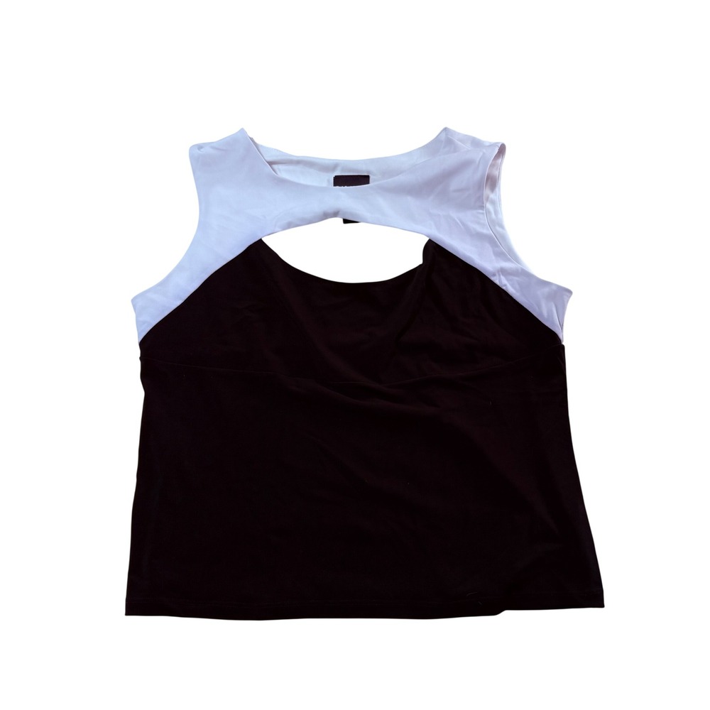 Baranda Womens XL Colorblock Cutout‎ Tank Top Black White Sleeveless 42Z5821